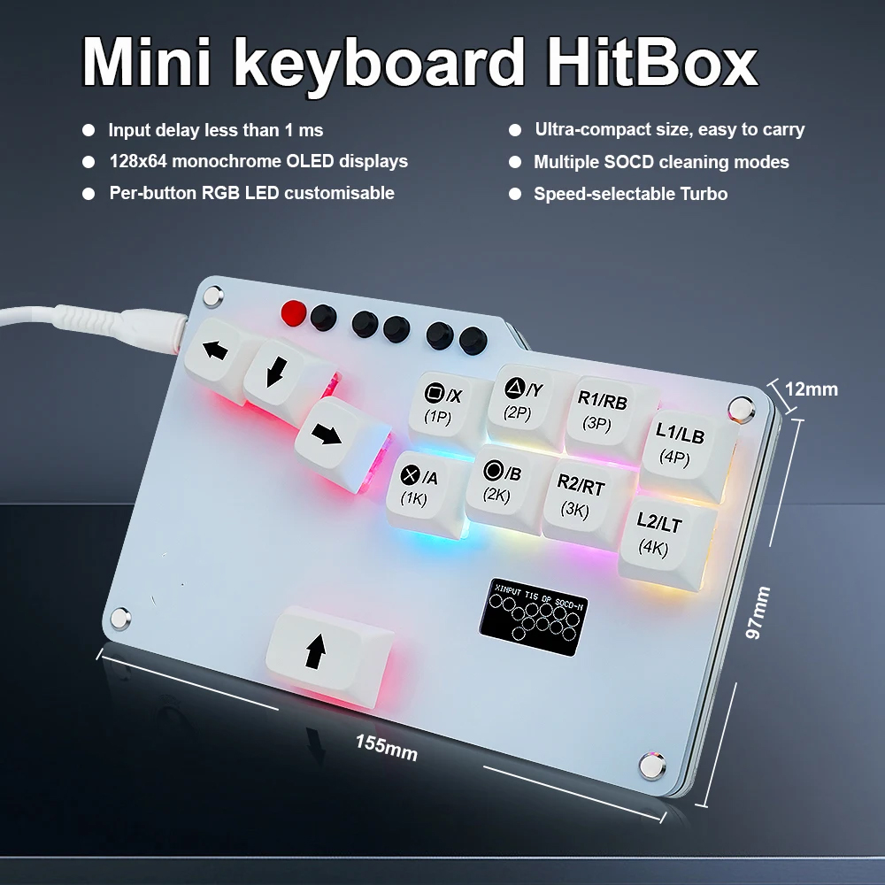 Gaming Keyboard Mini - Hitbox 미니 GP2040 CE 파이트스틱 포켓