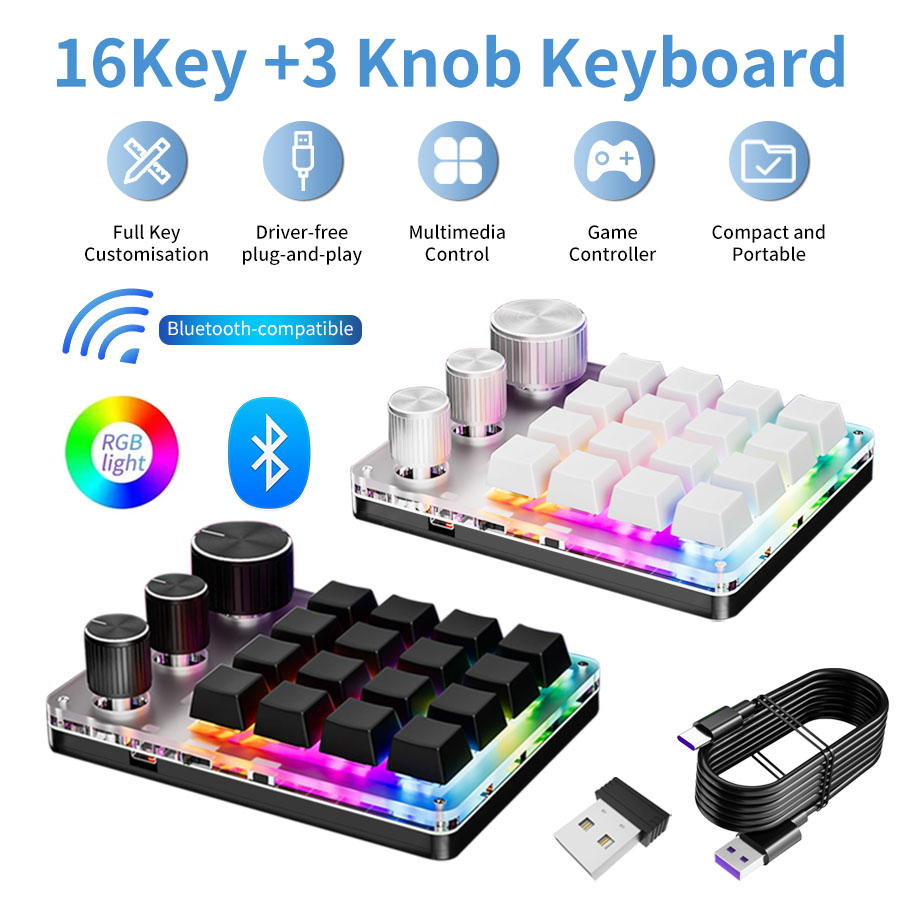 Gaming Keyboard Mini Mechanical - RGB 무선 블루투스 3모드 맞춤 프로그래밍